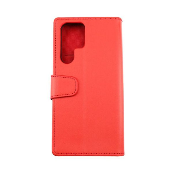 Rvelon Samsung Galaxy S22 Ultra Fodral Utfällbart Kortfack Röd