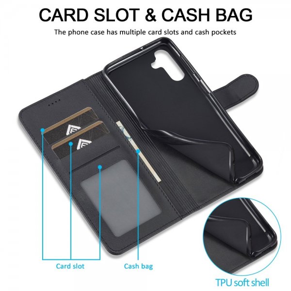 Lc.Imeeke Samsung Galaxy S23 FE Fodral med Kortfack Stativfunktion Svart