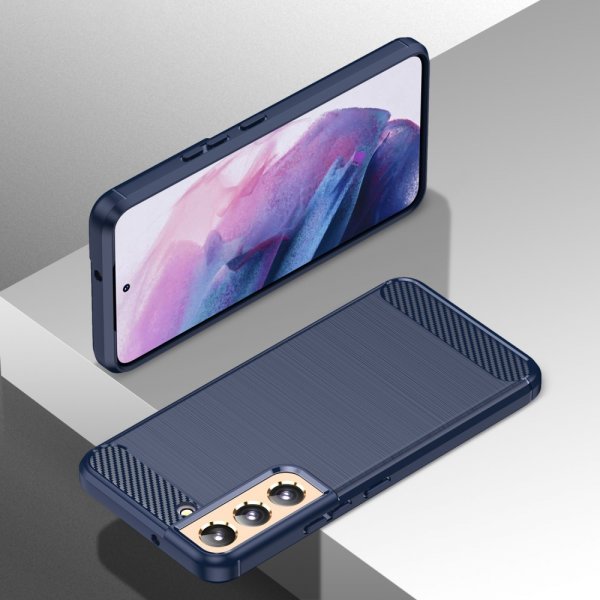 Samsung Galaxy S23 Plus Skal Borstad Kolfibertextur Blå