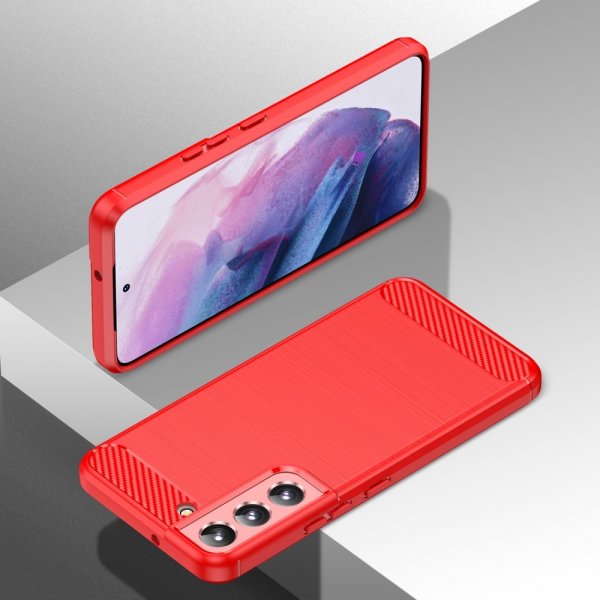 Samsung Galaxy S23 Plus Skal Borstad Kolfibertextur Röd