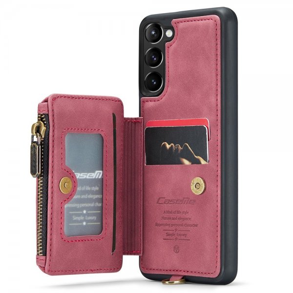 CaseMe Samsung Galaxy S23 Plus Skal C20 Kortfack Dragkedja Röd