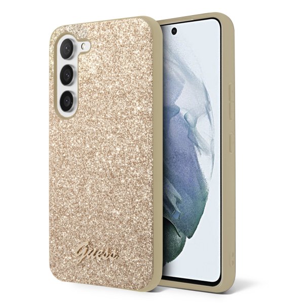 Guess Samsung Galaxy S23 Plus Skal Fixed Glitter Case Guld