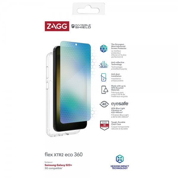 ZAGG InvisibleShield Samsung Galaxy S23 Plus Skal med Skärmskydd Flex XTR2 Eco 360
