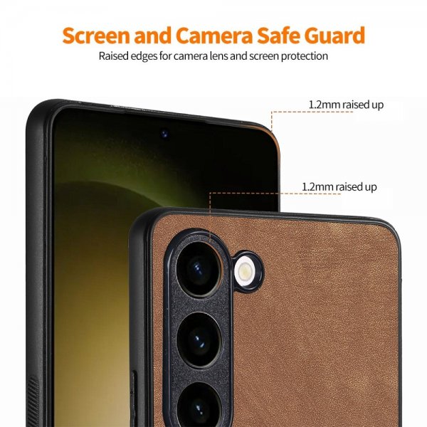 Enkay Samsung Galaxy S23 Plus Skal med Skärmskydd Lädertextur Lila