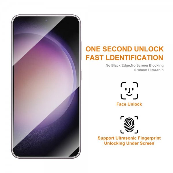 Enkay Samsung Galaxy S23 Plus Skal med Skärmskydd Lädertextur Lila
