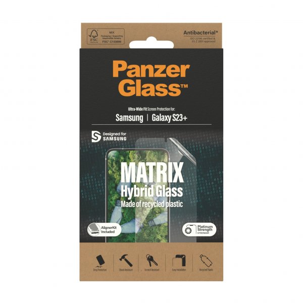 PanzerGlass Samsung Galaxy S23 Plus Skärmskydd Matrix Hybrid Glass EasyAligner