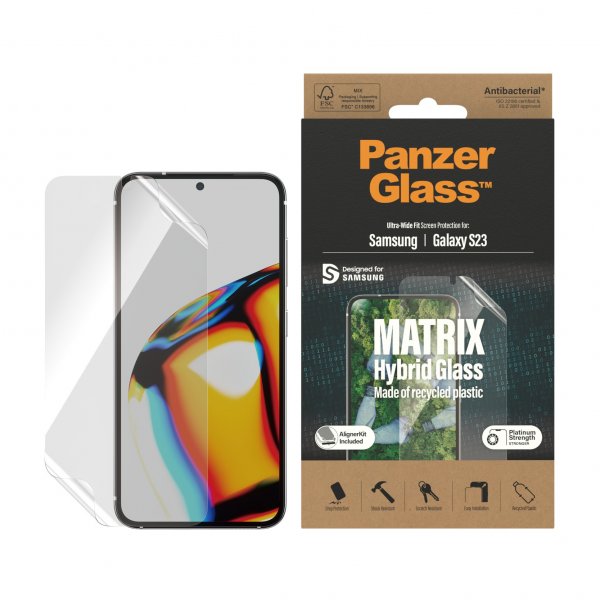 PanzerGlass Samsung Galaxy S23 Skärmskydd Matrix Hybrid Glass EasyAligner