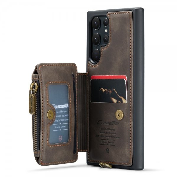 CaseMe Samsung Galaxy S23 Ultra Skal C20 Kortfack Dragkedja Kaffe