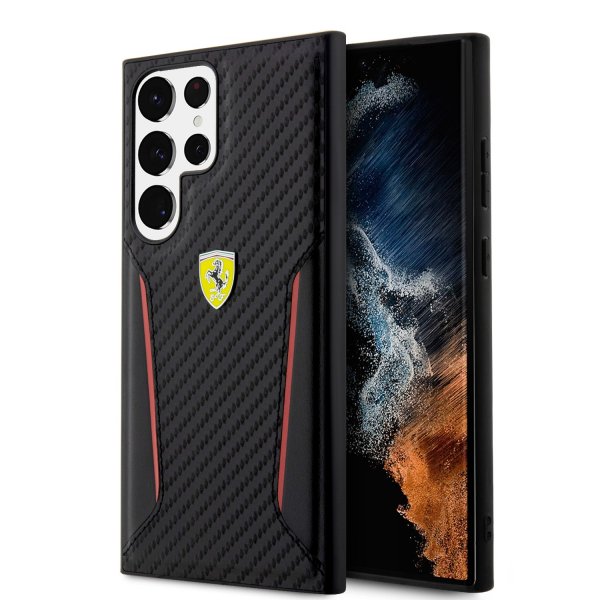 Ferrari Samsung Galaxy S23 Ultra Skal Carbon & Stripe Svart