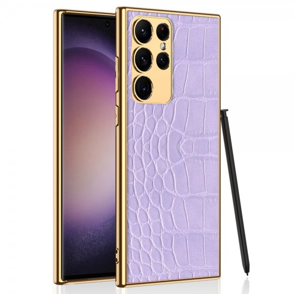 GKK Samsung Galaxy S23 Ultra Skal Krokodilmönster Lila