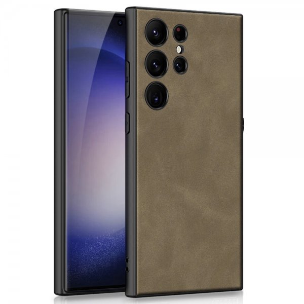 GKK Samsung Galaxy S23 Ultra Skal Lädertextur Brun