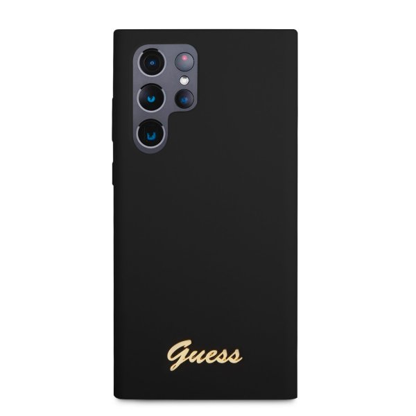 Guess Samsung Galaxy S23 Ultra Skal Liquid Silicone Metal Logo Svart