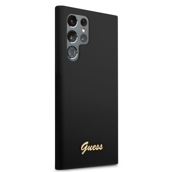 Guess Samsung Galaxy S23 Ultra Skal Liquid Silicone Metal Logo Svart