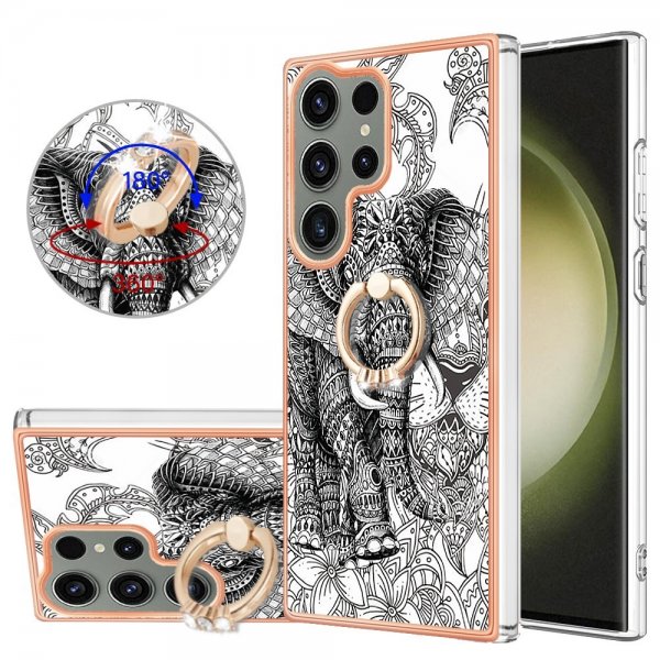 Samsung Galaxy S23 Ultra Skal med Finger Ring Motiv Elefant