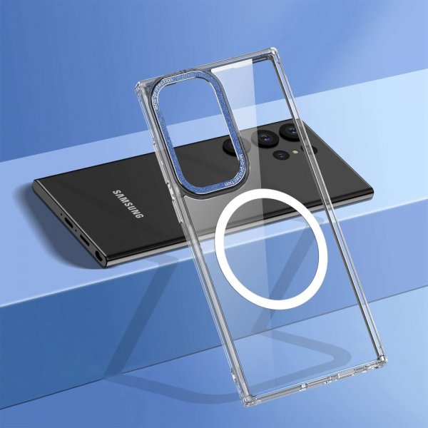 Samsung Galaxy S23 Ultra Skal Transparent MagSafe Blå