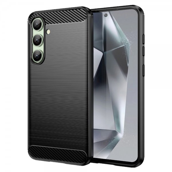 Samsung Galaxy S24 FE Skal Borstad Kolfibertextur Svart