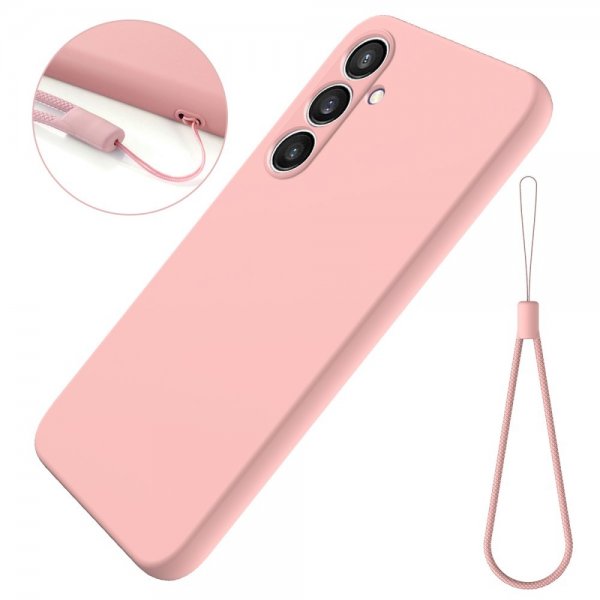 Samsung Galaxy S24 FE Skal med Strap Silikon Rosa