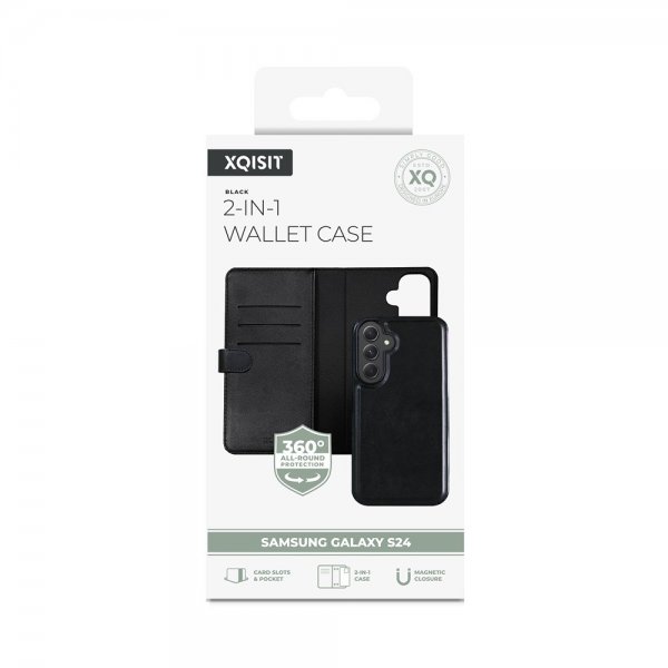 Xqisit Samsung Galaxy S24 Fodral 2-in-1 Wallet Case Svart