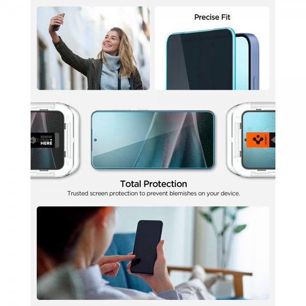 Spigen Samsung Galaxy S24/Galaxy S25 Skärmskydd GLAS.tR EZ Fit Privacy 2-pack