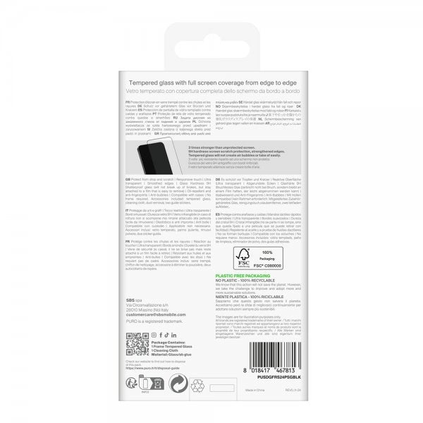 Puro Samsung Galaxy S24 Plus/Galaxy S25 Plus Skärmskydd Frame Tempered Glass