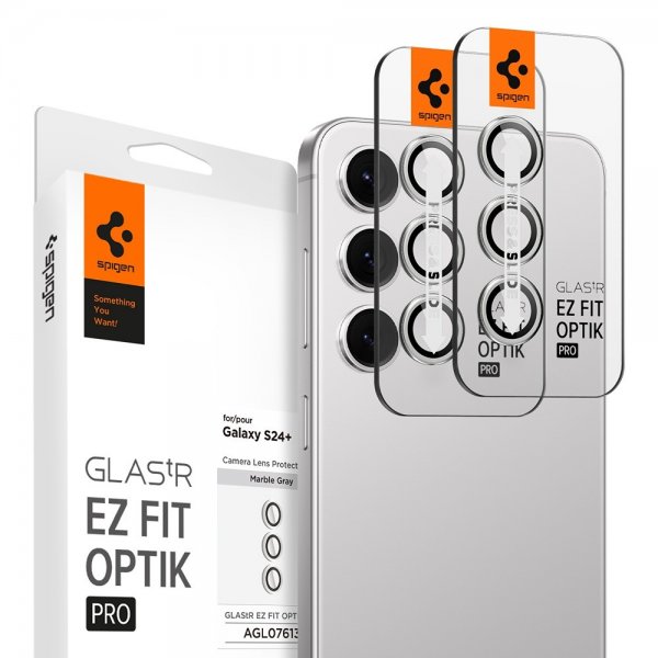 Spigen Samsung Galaxy S24 Plus Kameraskydd GLAS.tR EZ Fit Optik Pro 2-pack Grå