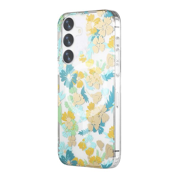 Samsung Galaxy S24 Plus Skal Blommönster MagSafe Turkos