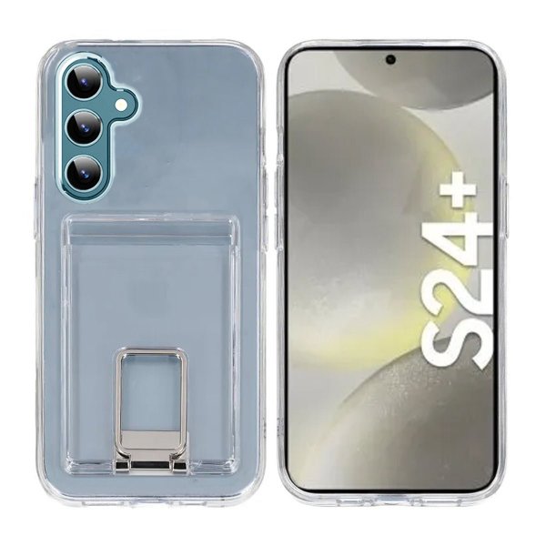 Rvelon Samsung Galaxy S24 Plus Skal med Stativ Korthållare Transparent