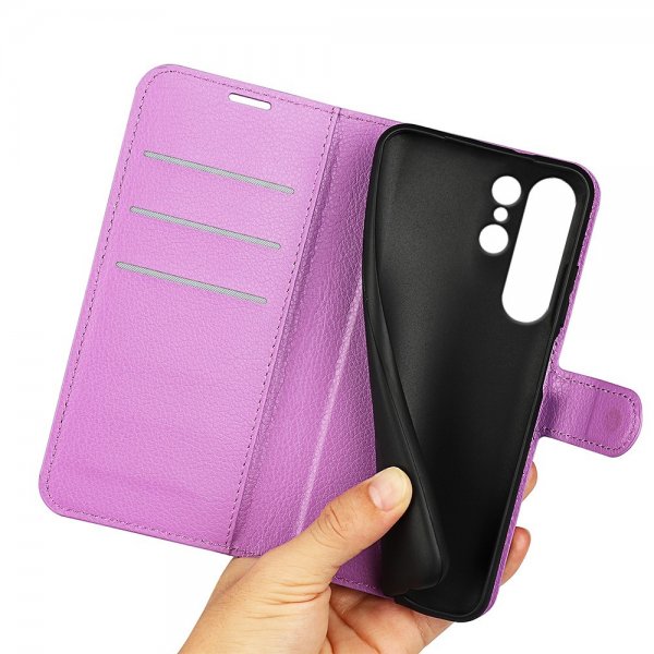 Samsung Galaxy S24 Ultra Fodral Litchi Lila