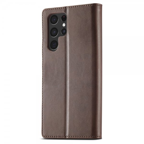 Lc.Imeeke Samsung Galaxy S24 Ultra Fodral med Kortfack Stativfunktion Mörkbrun
