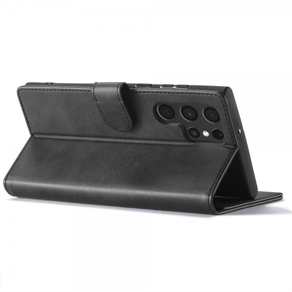 Lc.Imeeke Samsung Galaxy S24 Ultra Fodral med Kortfack Stativfunktion Svart