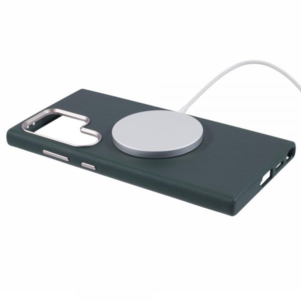 X-Level Samsung Galaxy S24 Ultra Skal Lädertextur MagSafe Grön