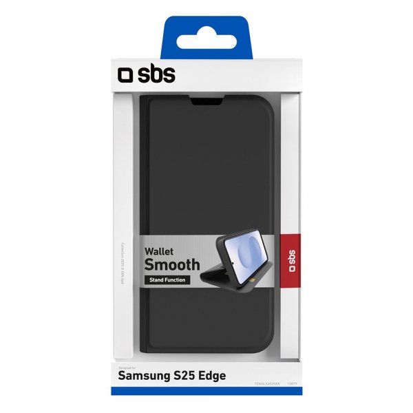 SBS Samsung Galaxy S25 Edge Fodral Wallet Smooth Svart