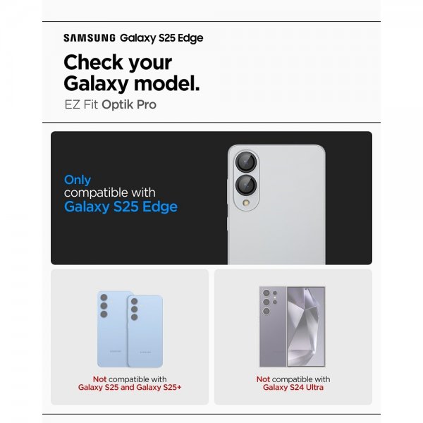 Spigen Samsung Galaxy S25 Edge Kameraskydd GLAS.tR EZ Fit Optik Pro 2-pack