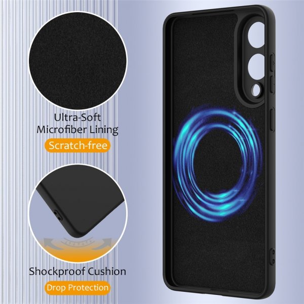 Samsung Galaxy S25 Edge Skal med Strap Silikon MagSafe Svart