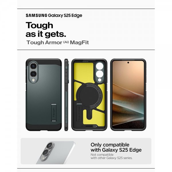 Spigen Samsung Galaxy S25 Edge Skal Tough Armor MagFit Abyss Green