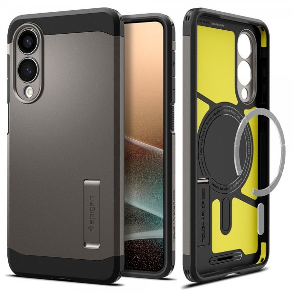 Spigen Samsung Galaxy S25 Edge Skal Tough Armor MagFit Gunmetal