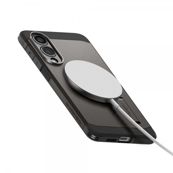 Spigen Samsung Galaxy S25 Edge Skal Tough Armor MagFit Gunmetal