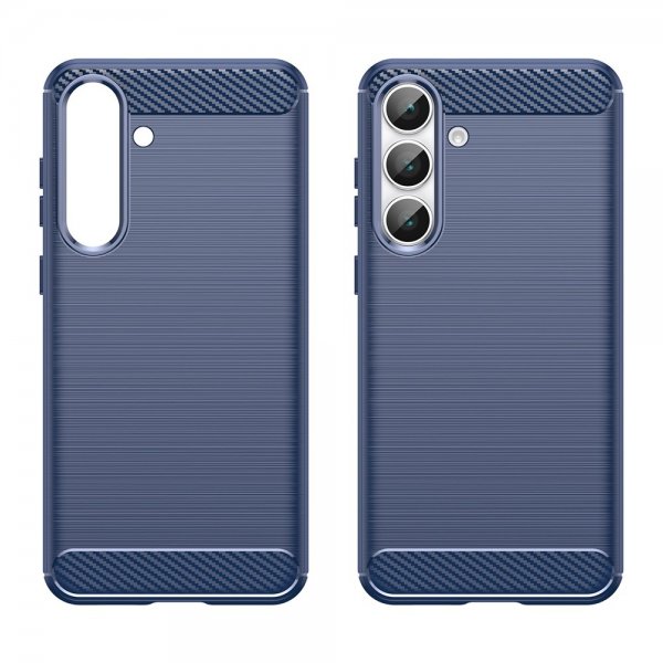 Samsung Galaxy S25 FE Skal Borstad Kolfibertextur Blå
