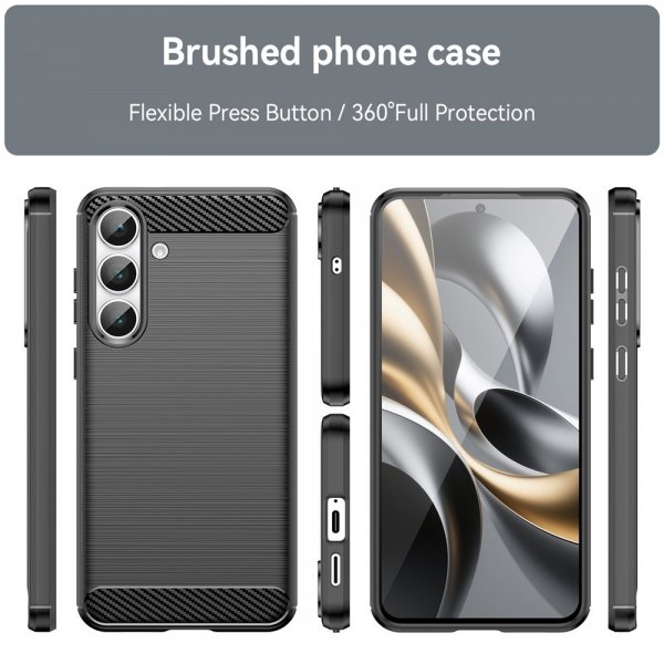 Samsung Galaxy S25 FE Skal Borstad Kolfibertextur Svart