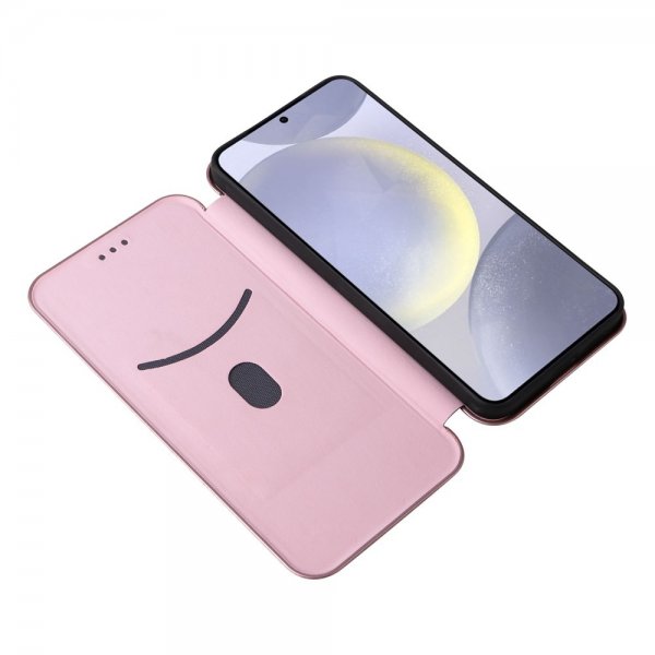 Samsung Galaxy S25 Fodral Kolfibertextur Roseguld