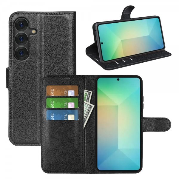 Samsung Galaxy S25 Fodral Litchi Svart