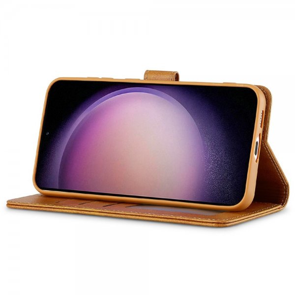 Lc.Imeeke Samsung Galaxy S25 Fodral med Kortfack Stativfunktion Ljusbrun