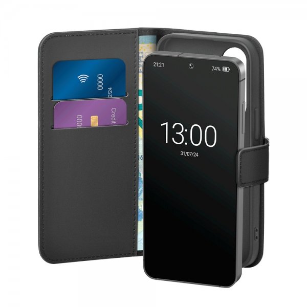 Puro Samsung Galaxy S25 Fodral Wallet Stand Svart