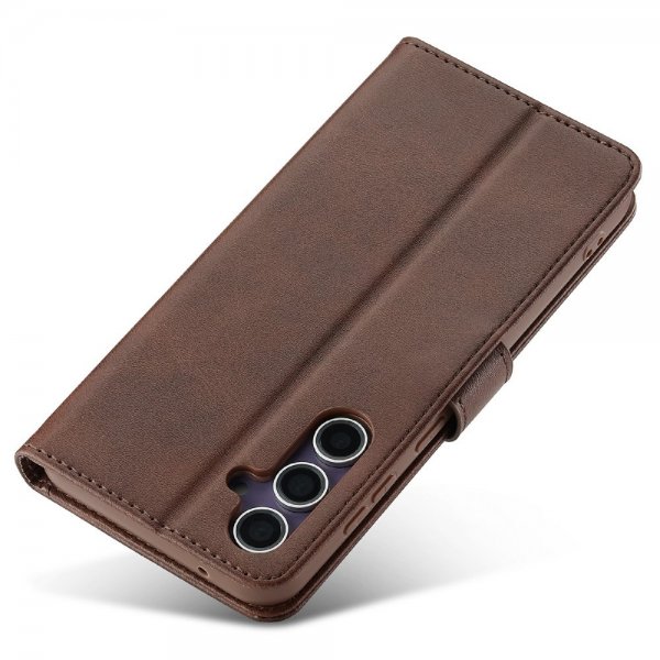 Lc.Imeeke Samsung Galaxy S25 Plus Fodral med Kortfack Stativfunktion Mörkbrun
