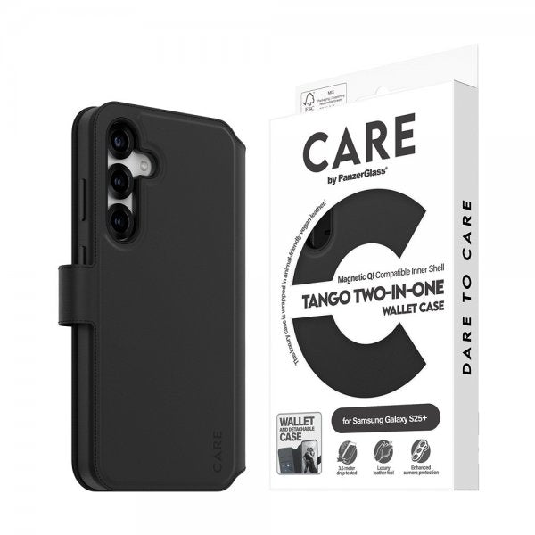 CARE by PanzerGlass Samsung Galaxy S25 Plus Fodral Tango Two-in-One Wallet MagSafe Svart