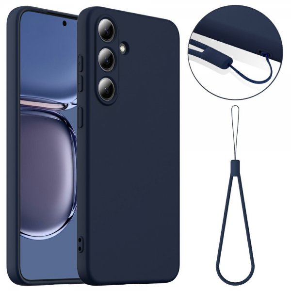 Samsung Galaxy S25 Plus Skal med Strap Silikon MagSafe Mörkblå