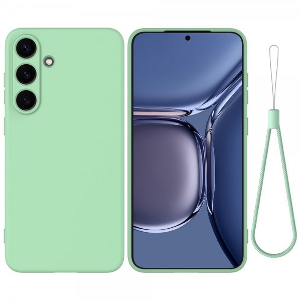 Samsung Galaxy S25 Skal med Strap Silikon Grön