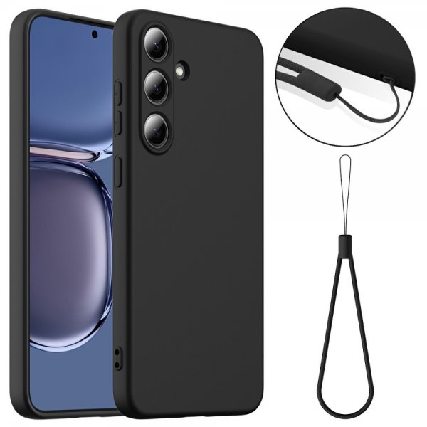 Samsung Galaxy S25 Skal med Strap Silikon MagSafe Svart