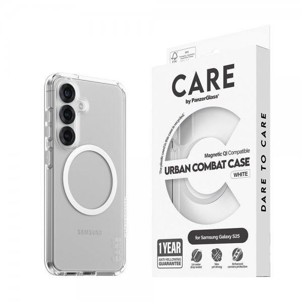 CARE by PanzerGlass Samsung Galaxy S25 Skal Urban Combat MagSafe Vit