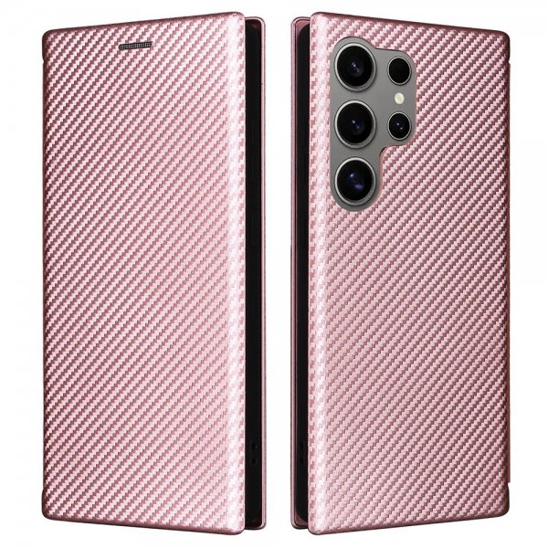 Samsung Galaxy S25 Ultra Fodral Kolfibertextur Roseguld